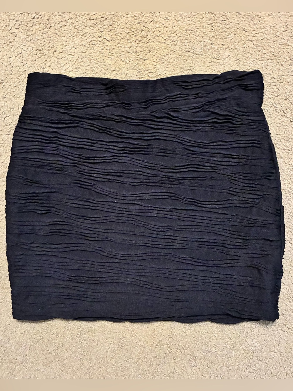 Wet Seal Y2K Black Textured Ruched Mini Skirt Fitted Size M Pull On Stretchy
